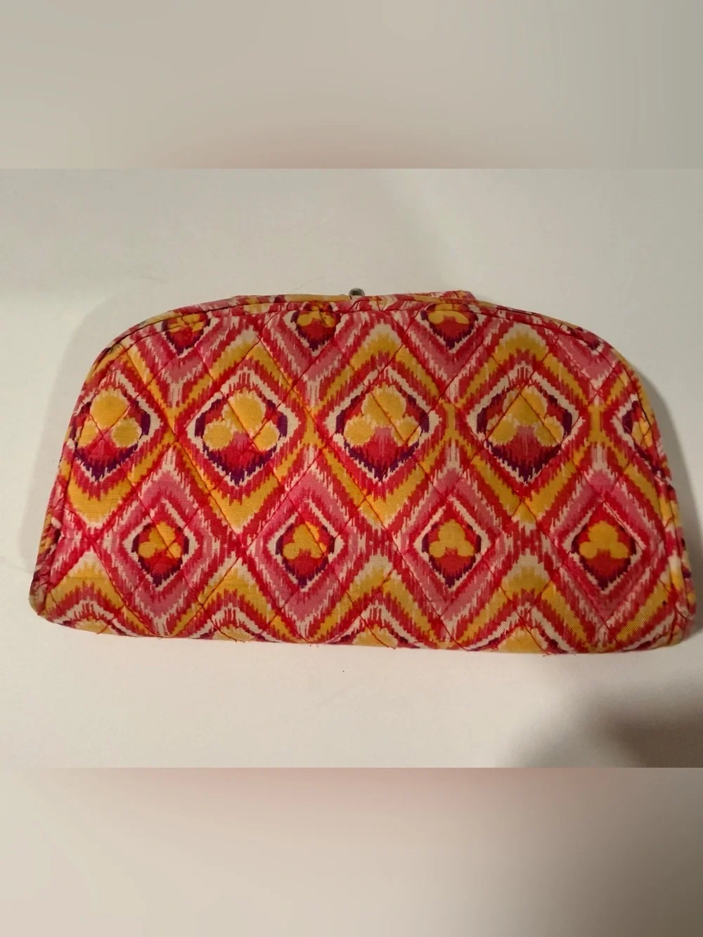 Vera Bradley Pink Yellow Quilted Ikat Clutch